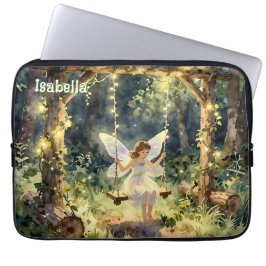 Capa Para Notebook Fada Encantada em um Balanço numa Floresta Mágica
