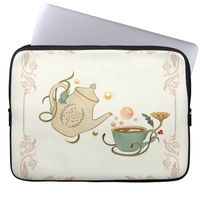Capa Para Notebook Faecore Graphic Art, Beige Tea Time (Frente)