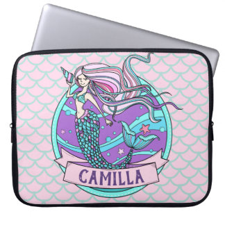 Capa Para Notebook Fairyland Mermaid | Cor de rosa-branca personaliza