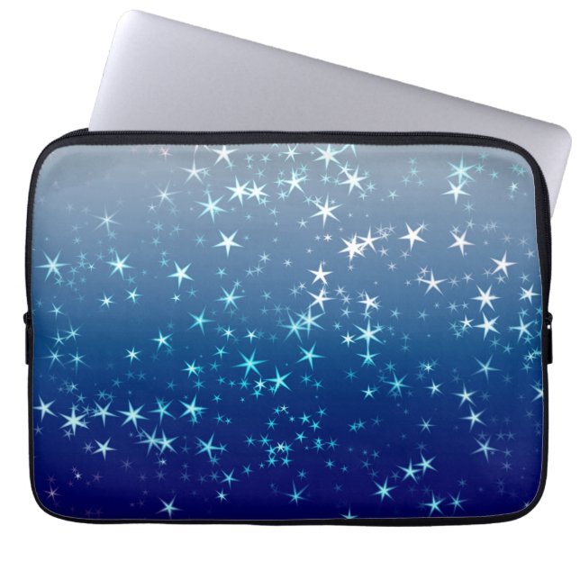 Capa Para Notebook Faíscas de Natal Estrelas Céu Azul (Frente)