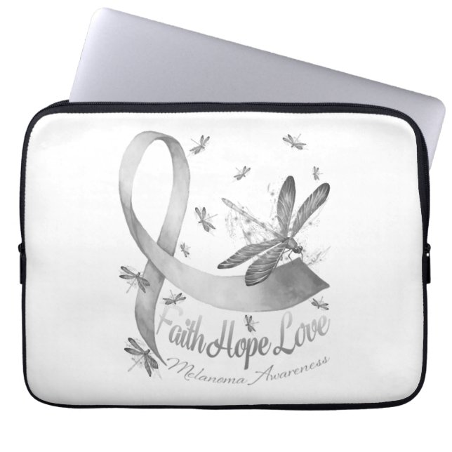 Capa Para Notebook Faith Hope Love Melanoma Sensibilização Dragonfly (Frente)