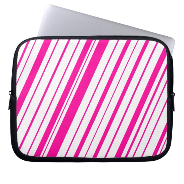 Capa Para Notebook Faixa Diagonal ~ Rosa Quente (Frente)