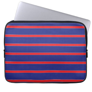 Capa Para Notebook Faixa vermelha e branca sobre azul-marinho
