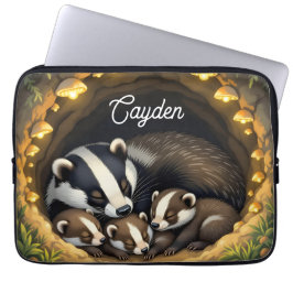 Capa Para Notebook Família de Badger Cute Personalizada