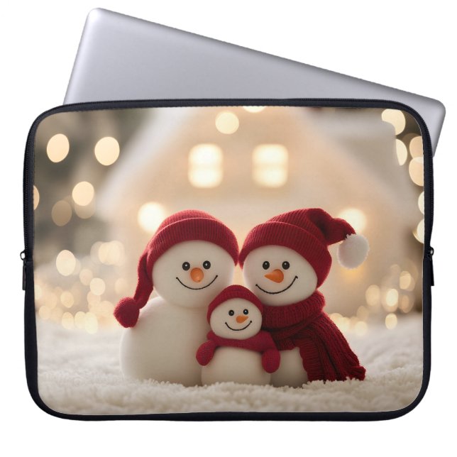 Capa Para Notebook Família de Boneco de Neve Fofo Natal de Inverno (Frente)