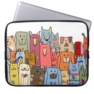 Capa Para Notebook Família de cães engraçados, padrão sem costura