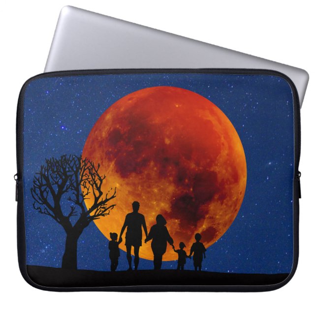 Capa Para Notebook Família de Eclipse Lunar de Lua Sanguínea (Frente)