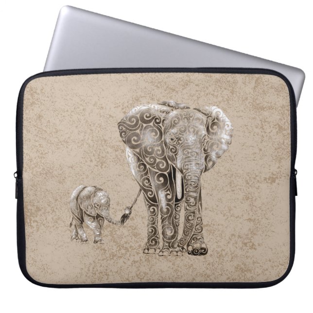 Capa Para Notebook Família Elefante Suave (Frente)