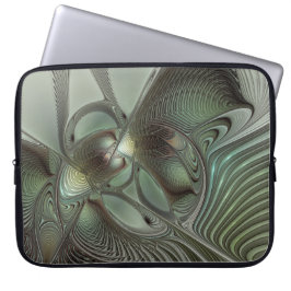 Capa Para Notebook Fantasia de Arte Fractal da Cinza Olive Sage