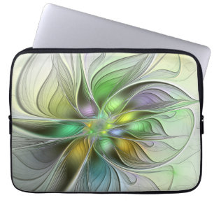 Capa Para Notebook Fantasia Flor Colorida Moderno Abstrato Fractal