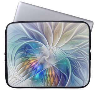 Capa Para Notebook Fantasia Floral, Abstrato Fractal Colorida