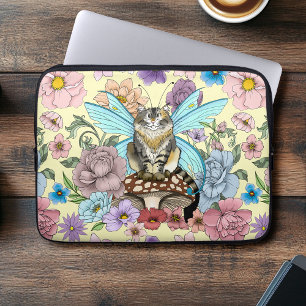 Capa Para Notebook Fantasia Floral de Gato Fada Tabby Pastel Capricho
