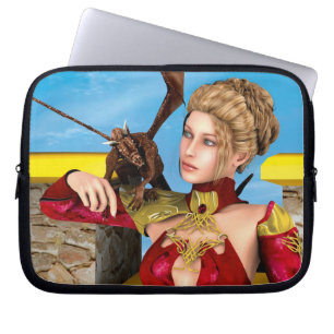 Capa Para Notebook Fantasia Princesa Dragão Arte Digital