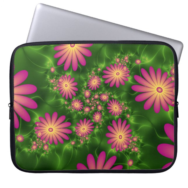 Capa Para Notebook Fantasia Rosa Flói Arte Fractal Moderna Abstrato (Frente)