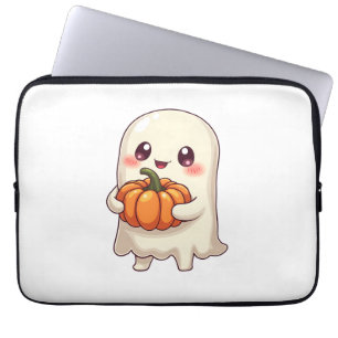 Capa Para Notebook Fantasma Bonito com Abóbora - Dia de as Bruxas eng