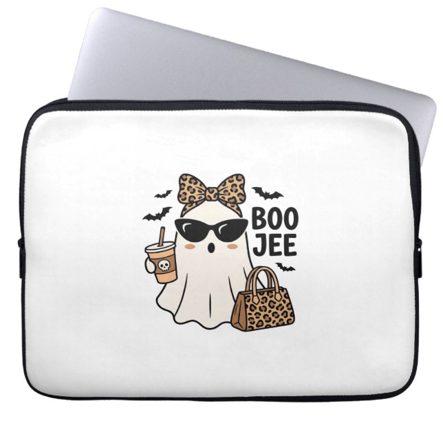 Capa Para Notebook Fantasma Boo Jee Halloween Arco de Leopardo Design (Frente)