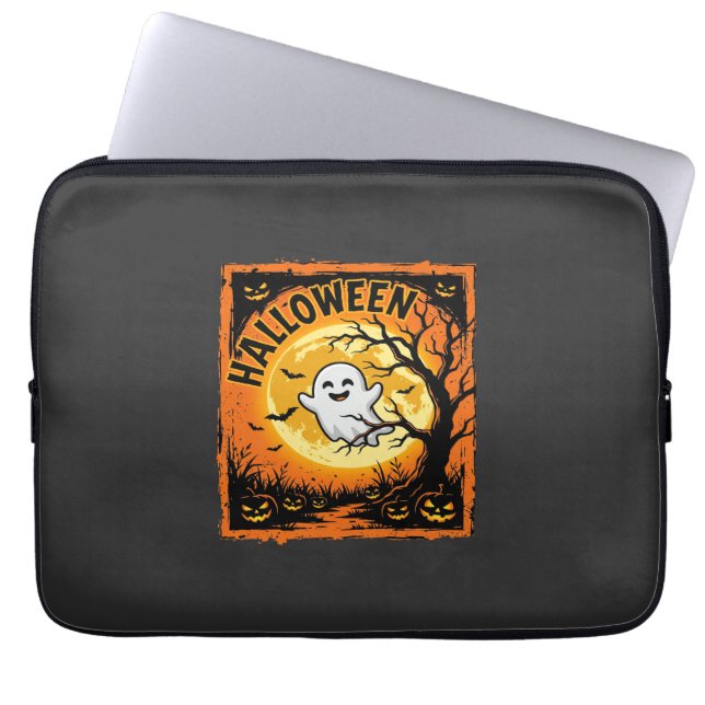 Capa Para Notebook Fantasma de Halloween Abóbora Árvore Assombrada (Frente)