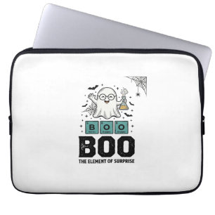 Capa Para Notebook Fantasma de Halloween Ciência Divertida Vintage_1