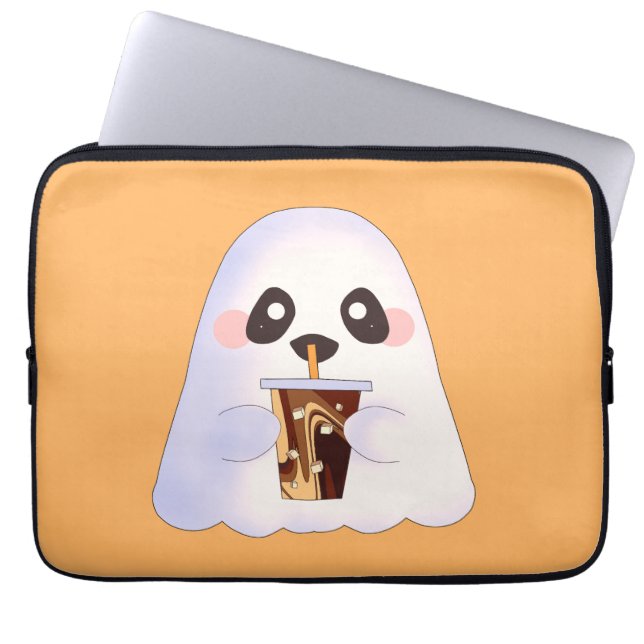 Capa Para Notebook Fantasma Spooky Com Café Forçado (Frente)
