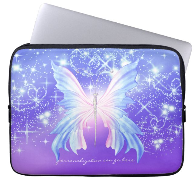 Capa Para Notebook Fantasy Butterfly Pink & Purple Sparkle (Frente)
