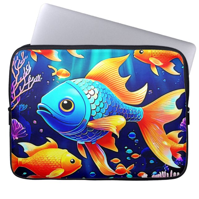 Capa Para Notebook Fantasy Fish Natação (Frente)