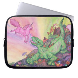 Capa Para Notebook Fantasy Illustration Lizard Pink Flying Unicorn