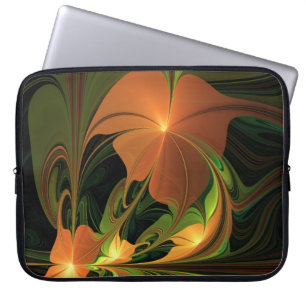 Capa Para Notebook Fantasy Plant Abstrato Green Rust Brown Fractal