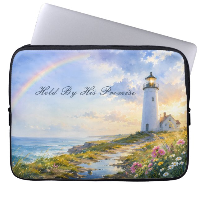 Capa Para Notebook Farol Arco-íris Aquarela Costeira (Frente)