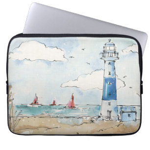 Capa Para Notebook Farol azul e branco