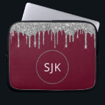 Capa Para Notebook Faux Burgundy Silver Drivers Glitter Monograma<br><div class="desc">Silver e Burgundy Red Faux Espalhando o brilho e o minúsculo Elegante monograma. Esse caso pode ser personalizado para incluir seu nome inicial e próprio.</div>