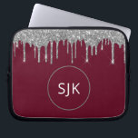 Capa Para Notebook Faux Burgundy Silver Drivers Glitter Monograma<br><div class="desc">Silver e Burgundy Red Faux Espalhando o brilho e o minúsculo Elegante monograma. Esse caso pode ser personalizado para incluir seu nome inicial e próprio.</div>