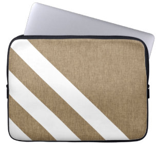 Capa Para Notebook Faux Contemporânea Burlap White Stripes