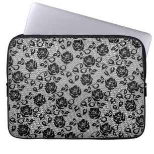 Capa Para Notebook Faux Fishnet Black Lace Bolsa de laptop