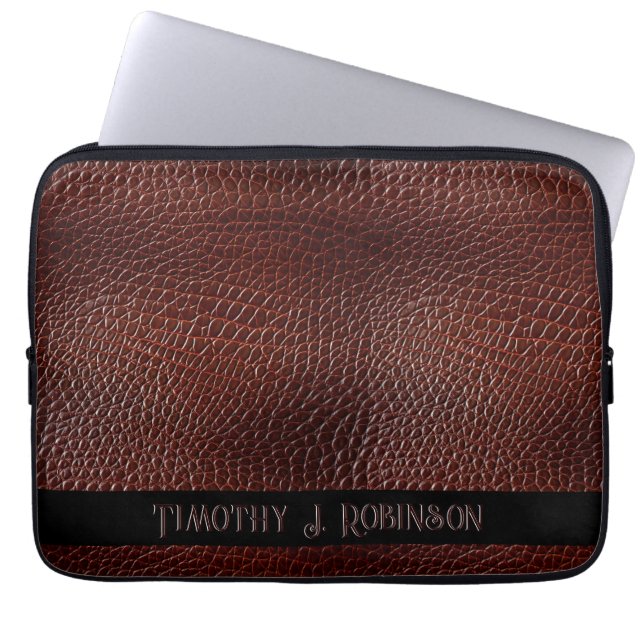 Capa Para Notebook Faux Leather Brown Personalizada Emboscada (Frente)