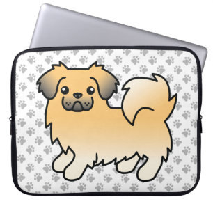 Capa Para Notebook Fawn Sable Tibetan Spaniel Cute Cartoon Dog & Paws
