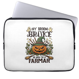 Capa Para Notebook Fazenda da Vassoura Quebrada Abóbora de Halloween 