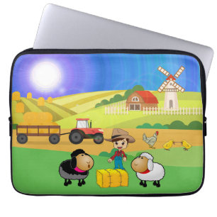 Capa Para Notebook Fazenda Fofa, Ovelhas e Pintinhos