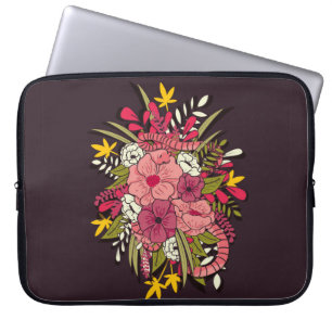 Capa Para Notebook Febre da vintagem vibrante puxada pela mão, flora