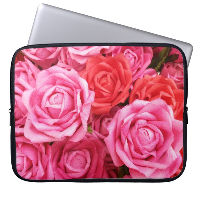 Capa Para Notebook Fechamento artificial do fundo da Rosa vermelha (Frente)
