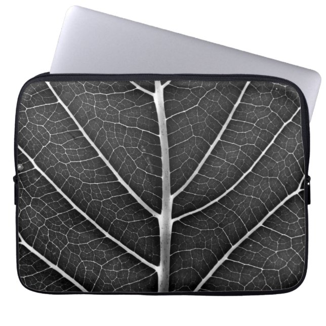 Capa Para Notebook Fecho de folhas brilhantes a preto e branco (Frente)
