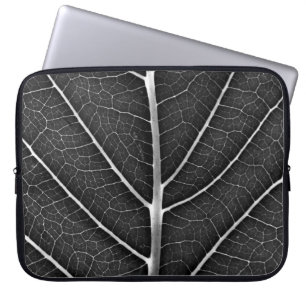 Capa Para Notebook Fecho de folhas brilhantes a preto e branco
