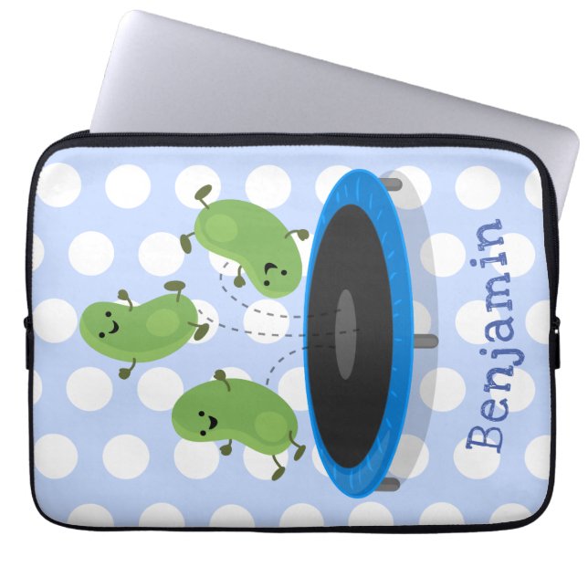 Capa Para Notebook Feijão verde-grão-branco em cartoon trampoline (Frente)