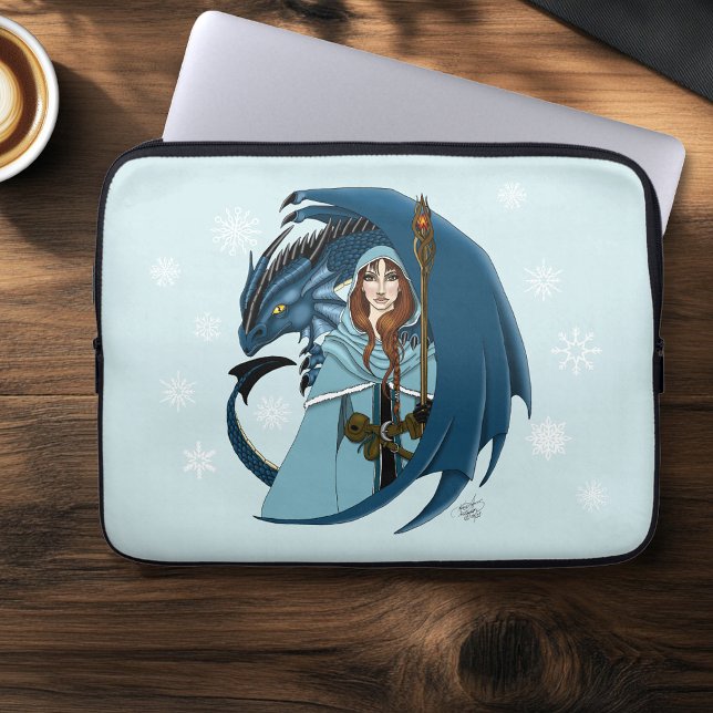 Capa Para Notebook Feiticeira do Dragão Azul Flocos de Neve (Criador carregado)