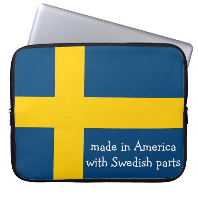 Capa Para Notebook Feito em América com partes suecos com bandeira (Frente)