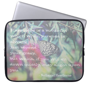 Capa Para Notebook Felicidade é uma Borboleta - Citação Inspiradora