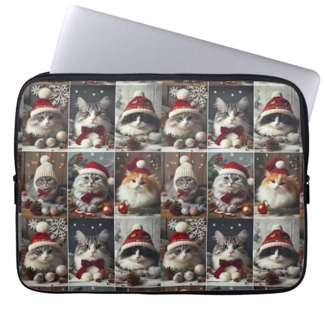Capa Para Notebook Felinos de natal bonitos animais de inverno (Frente)