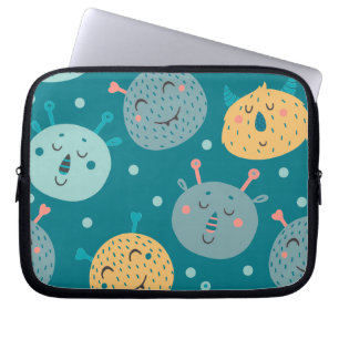 Capa Para Notebook Feliz Alienígena Rostos Teal