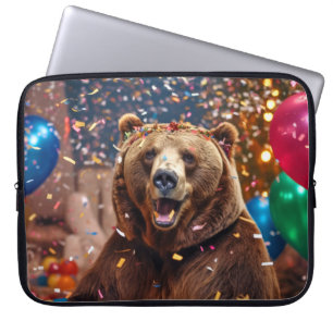Capa Para Notebook Feliz Celebração de Festas de Diversão Animal Bear