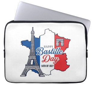 Capa Para Notebook Feliz Dia da Bastilha França Mapa Torre Eiffel Vec