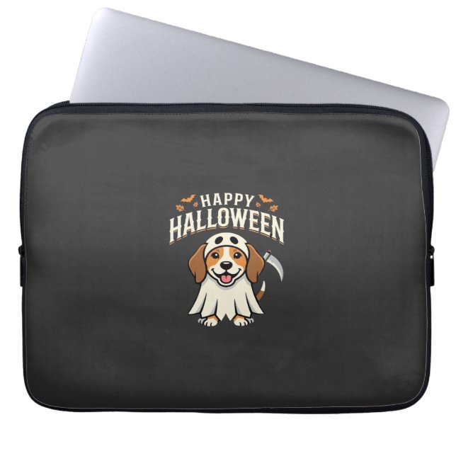 Capa Para Notebook Feliz Dia das Bruxas Design de Cachorro Beagle_1 (Frente)